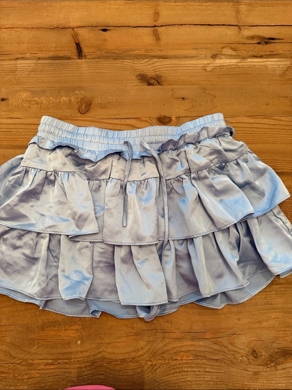 Tiered Ruffle Mini Skirt in Light Blue/skort